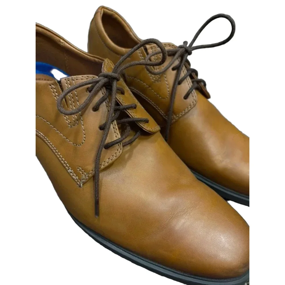 Clarks Tan Leather Plain Toe Derby Oxford